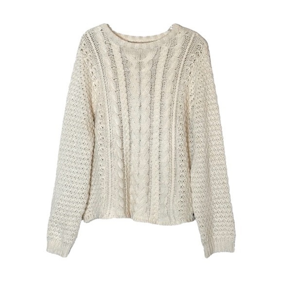 Carve Designs Sweaters - Carve Designs Cream Chunky Knit Cable Knit Sweater, Size XL